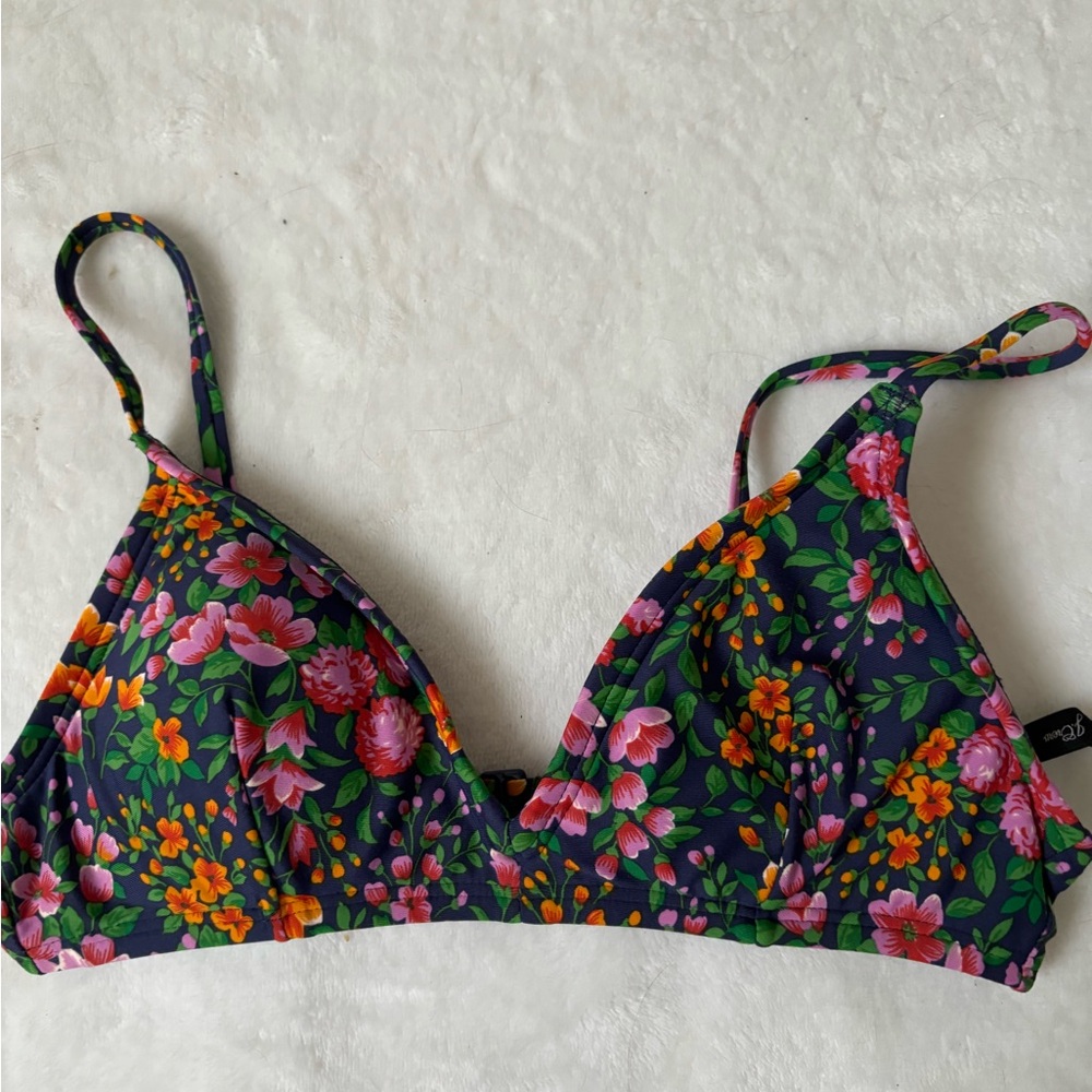 J. Crew Pink and Orange Triangle Bikini Top